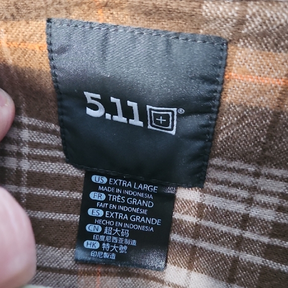 5.11 Men’s Brown Plaid Flannel Shirt XL - Picture 3 of 11